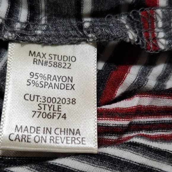 Max Studio Red and Black Striped Top - Picture 5 of 5
